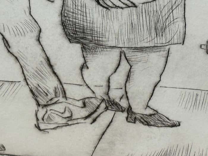 Satirical Monogrammed Drawing by Unknown Artist