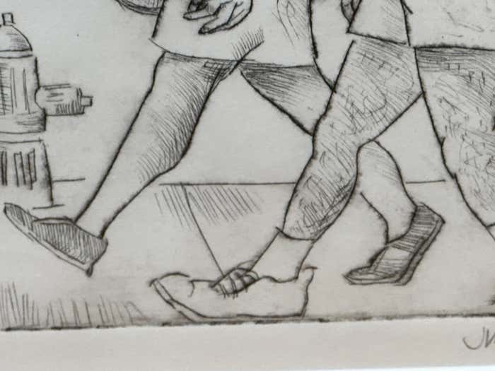 Satirical Monogrammed Drawing by Unknown Artist