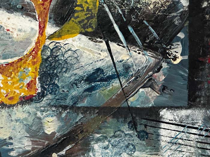 Abstract Expressionist Oil Painting on Board by Mabel Hutchinson
