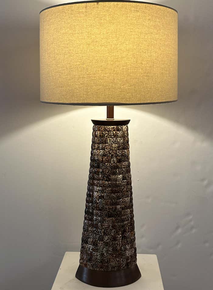 Pair of Mosaic Palecek Leopard Shell Table Lamps