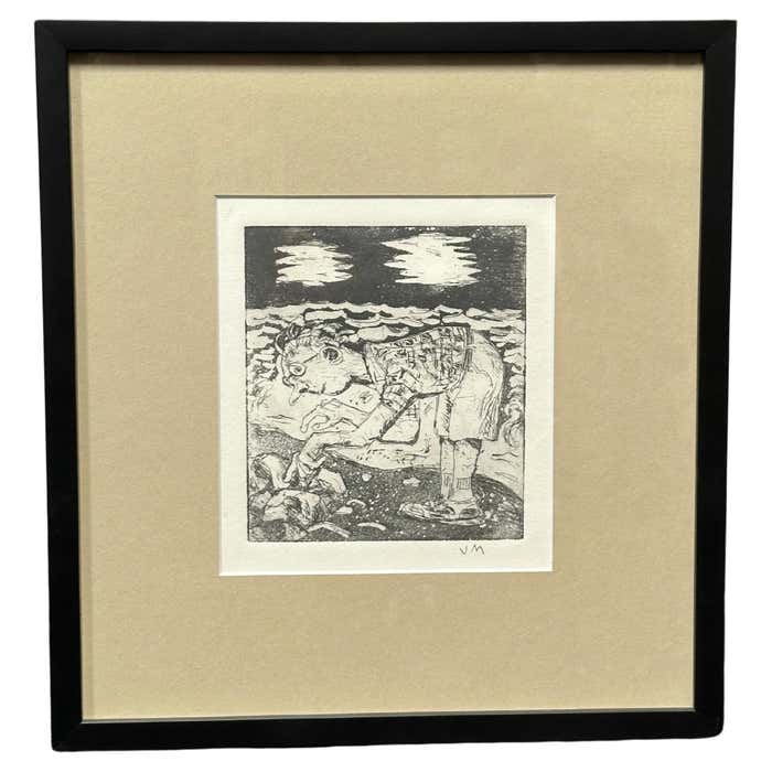 Modern Black and white Caricatural Lithograph by John Marx