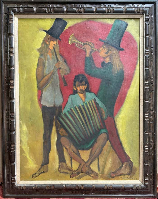 "Three Musicians" Midcentury Oil Painting by Maurice Saint-Lou