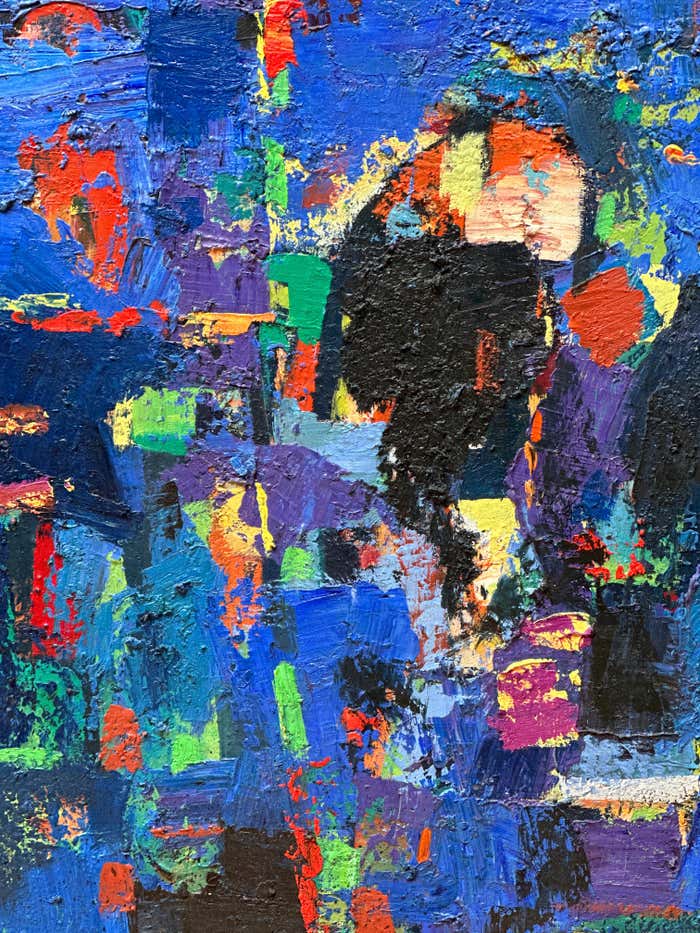 Blue Abstract Oil Painting by Vahan Yervandyan