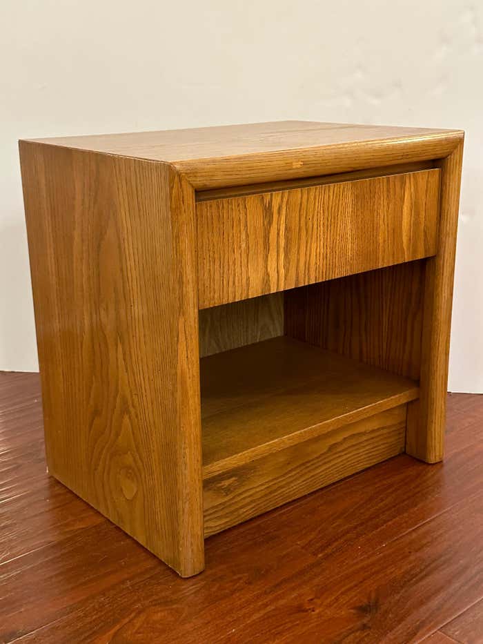 Pair of Blonde Oak Nightstands by Lane