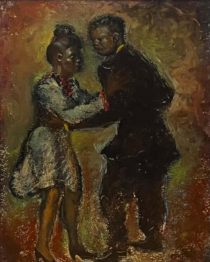 "Swinging Harmony" A Black Dancers" Couple by Edgar O'Kiechle - Oil Painting