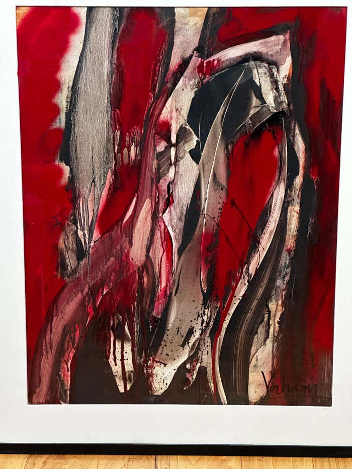 "Passion" Red, Black and White Oil Painting by Vahan Yervandyan