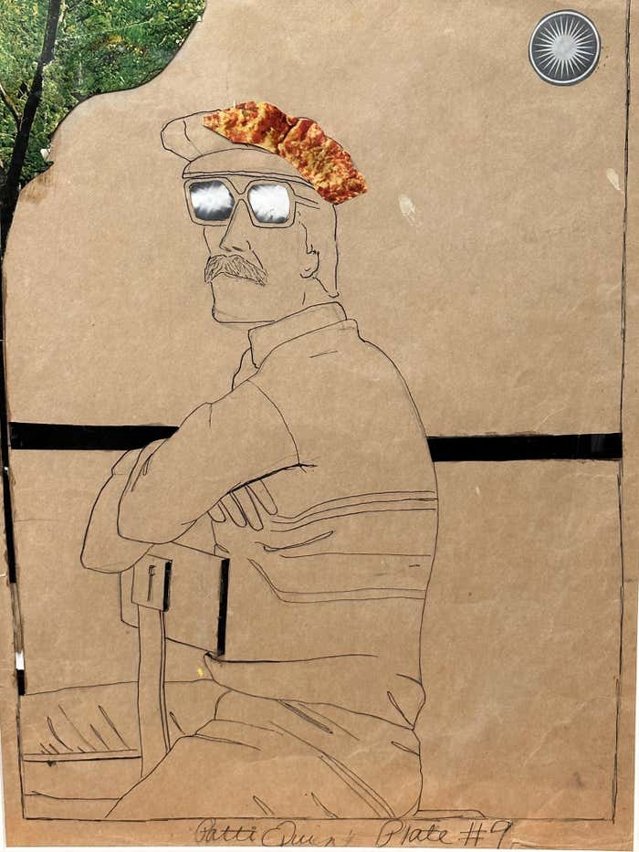 "Mysterious Mustachioed Man with Shades on" Mixed Media #9 by Patti Quin