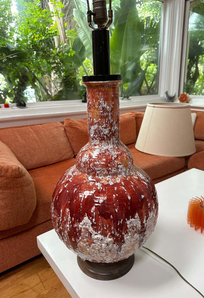 Volcanic Textured Red and White Modern Accent Table Lamp