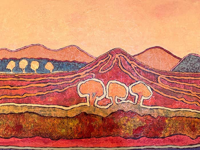 "Cycles of Life" Large Modern Framed Watercolor Painting by Clifford Kluge