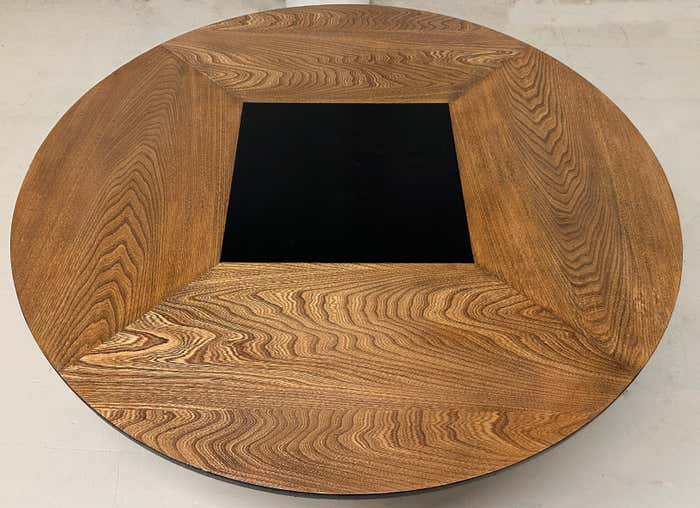Midcentury Harvey Probber Round Black and Oak Coffee Table