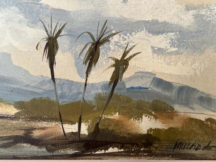 Pair of Waikiki Bay Landscape Oil Paintings