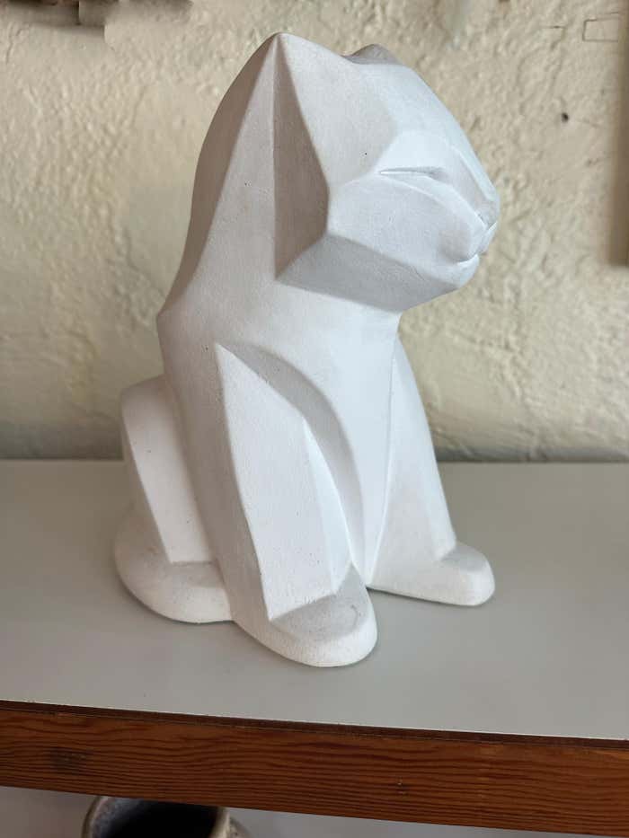 Cubist Cat Sculpture by Karin Swildens, Austin Productions