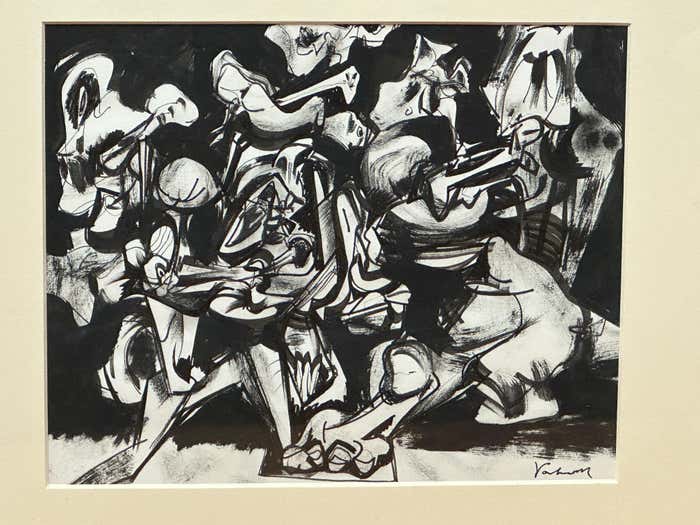 A Confrontation in Black and White, Abstract Oil Painting by Vahan Yervandyan