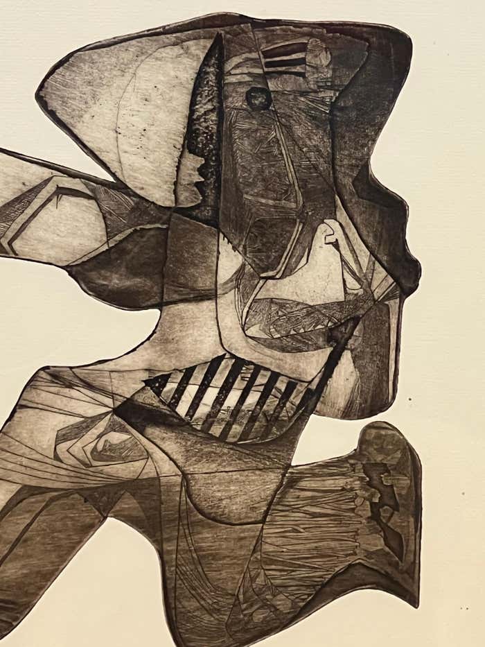 "Running Figure" Black & White Lithograph signed Jean Nantais