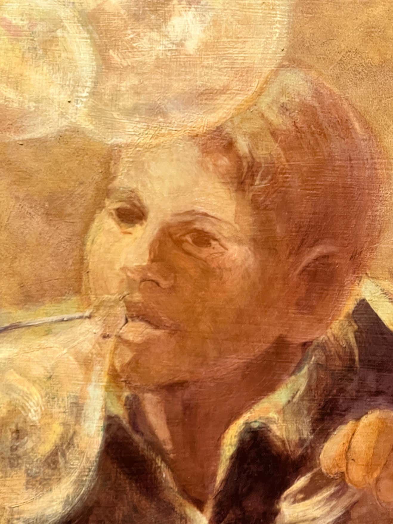 "Launching Dreams" Bubble Boy Oil Painting by Joan Carl Strauss