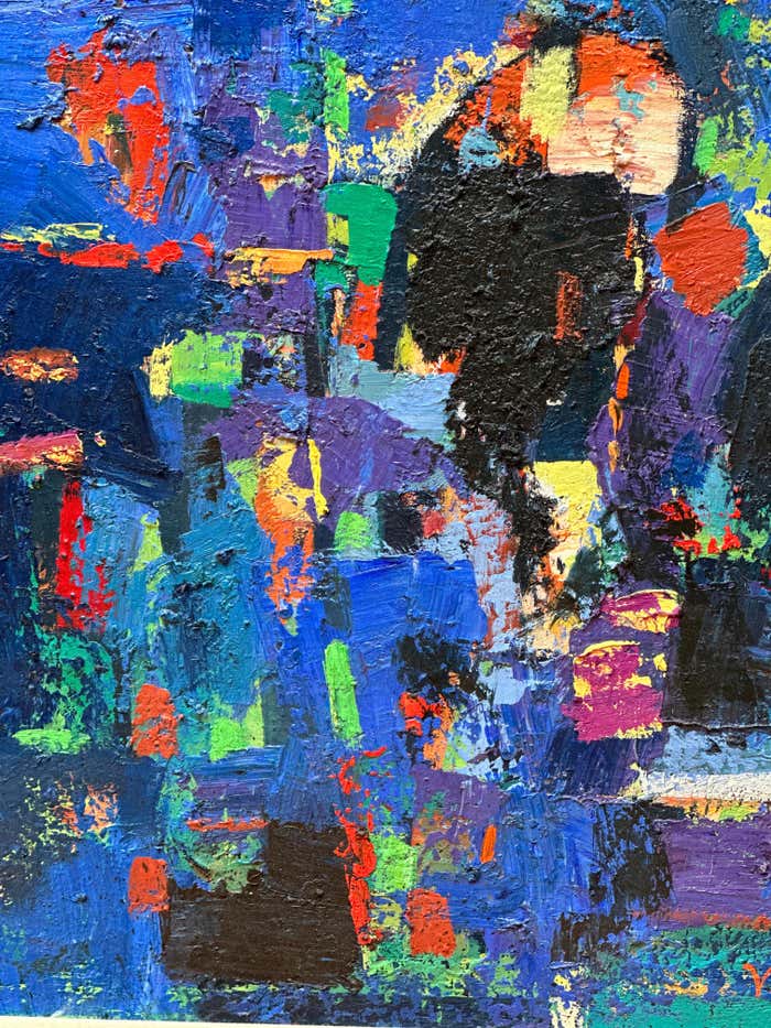 Blue Abstract Oil Painting by Vahan Yervandyan