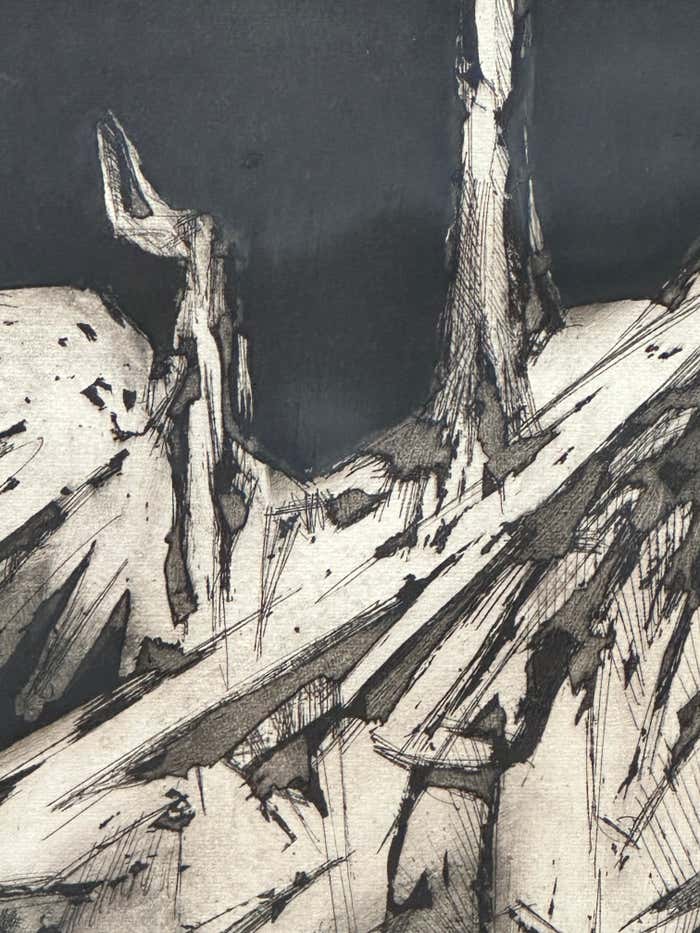 Abstract Black and White Lithograph by Albert Wein