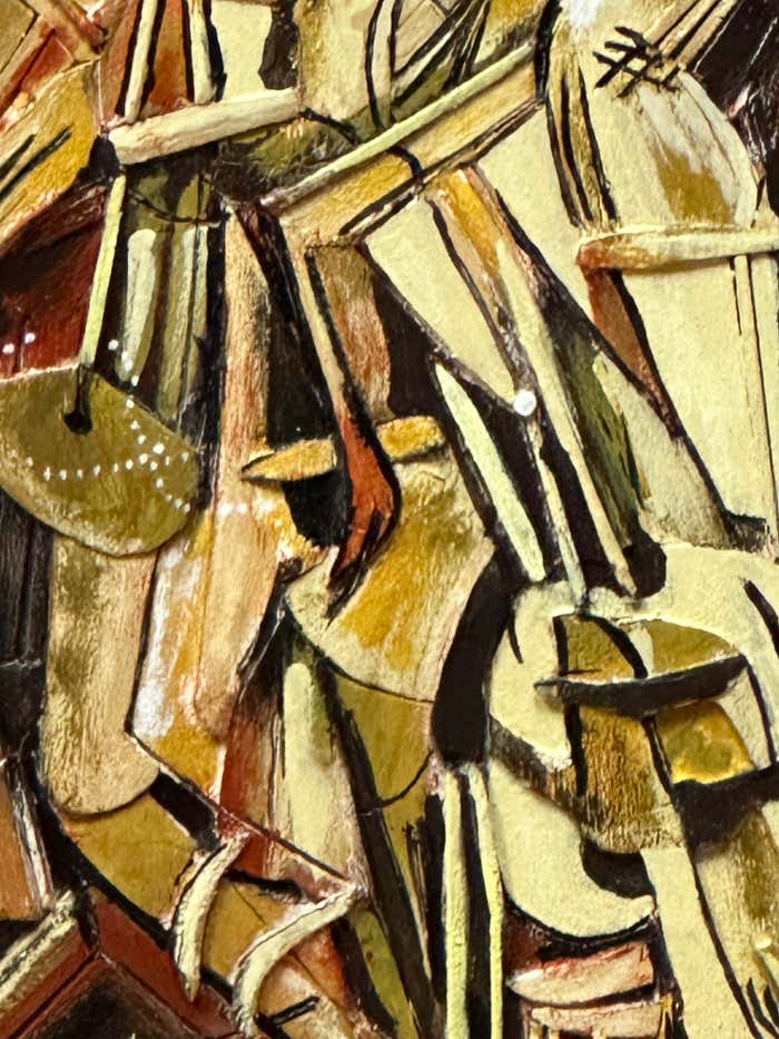 Oil, Wood and Straw Mixed Media signed N. Schultz after Marcel Duchamp