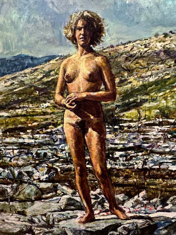 Nude Free Woman in a Rocky Mountain Landscape