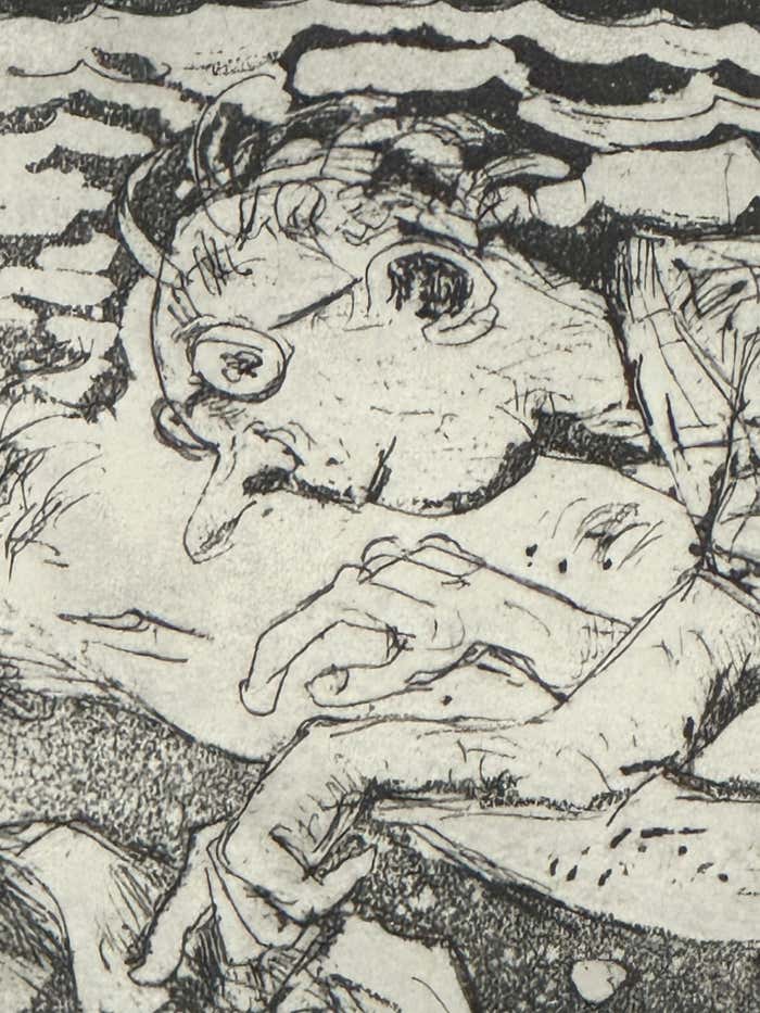 Modern Black and white Caricatural Lithograph by John Marx