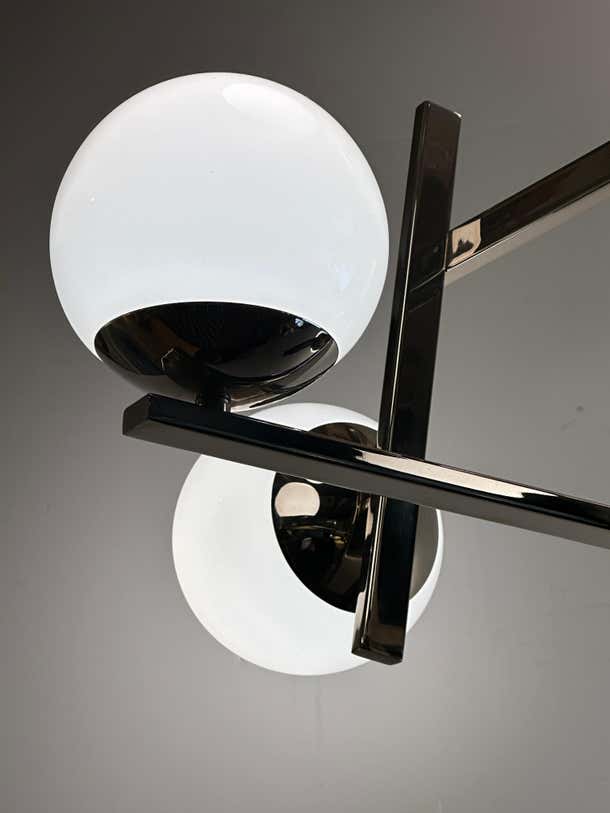 Modern Chrome Pendant Lighting with 6 Glass Globes