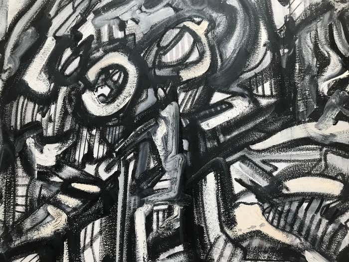 Black and White Acrylic Abstract by Shant Beudjekian