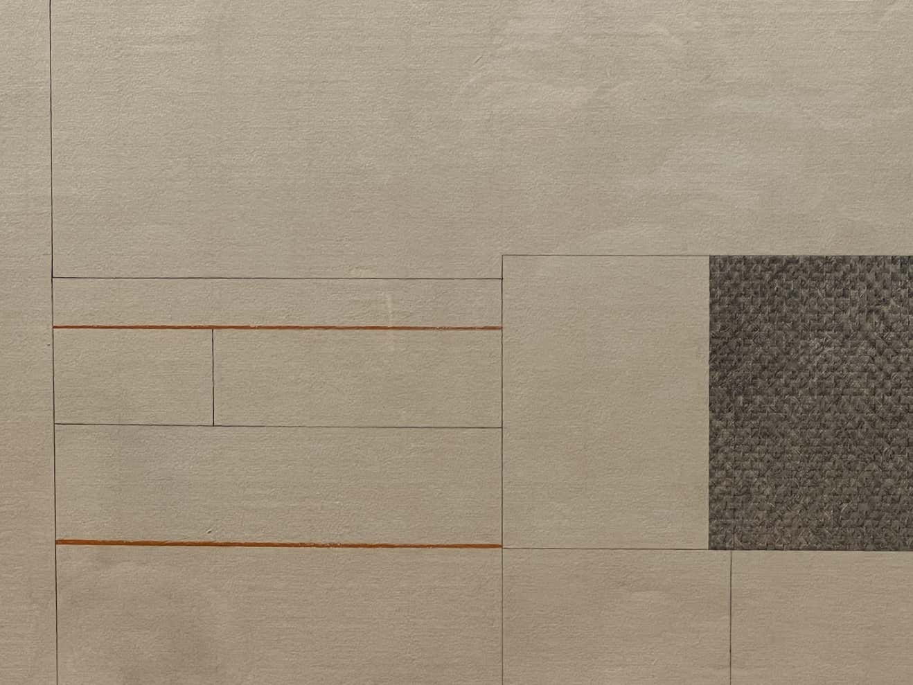 Abstract Minimalist Beige and Grey Block and Lines Drawing