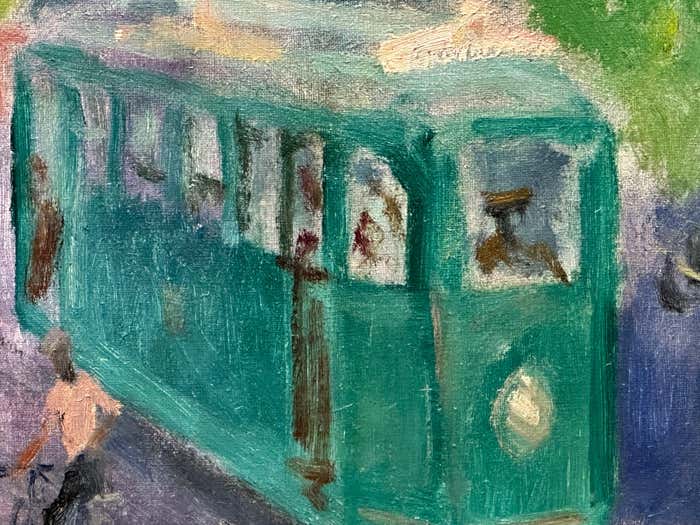 Tram in the Streets of San Francisco Oil Painting on Canvas