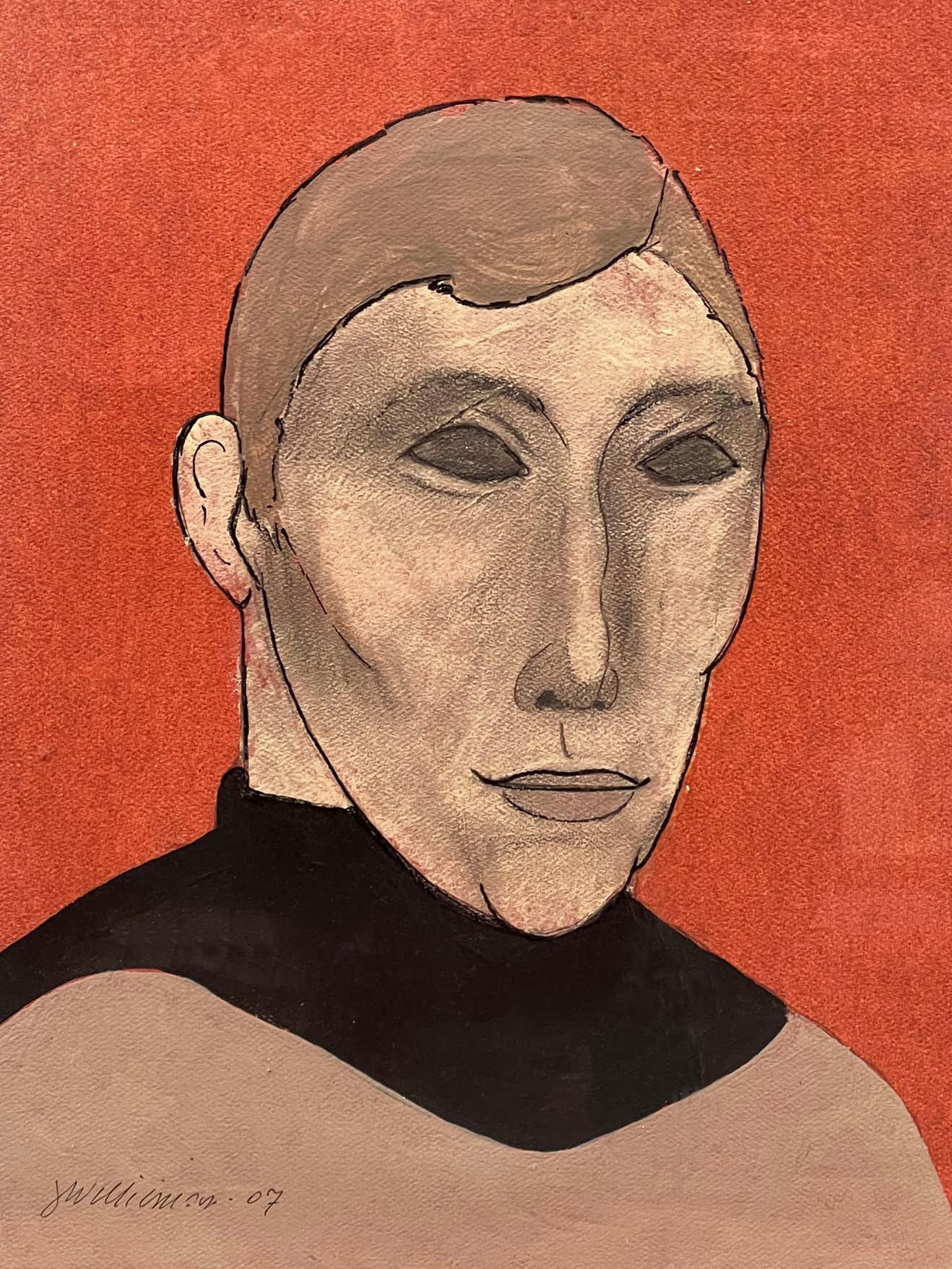 Portrait of a Circus Performer - Gouache by Jerry Williamson