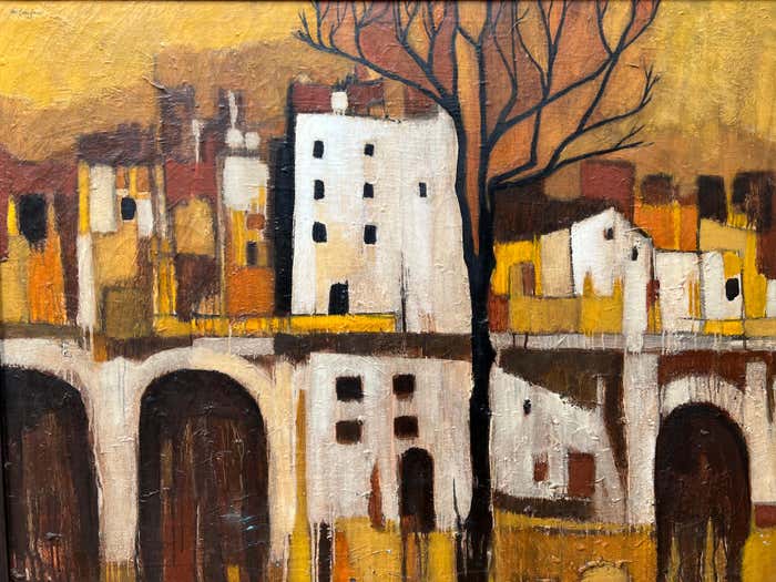 "The Arno" Italian Village by the River Oil Painting by Bruce McCracken