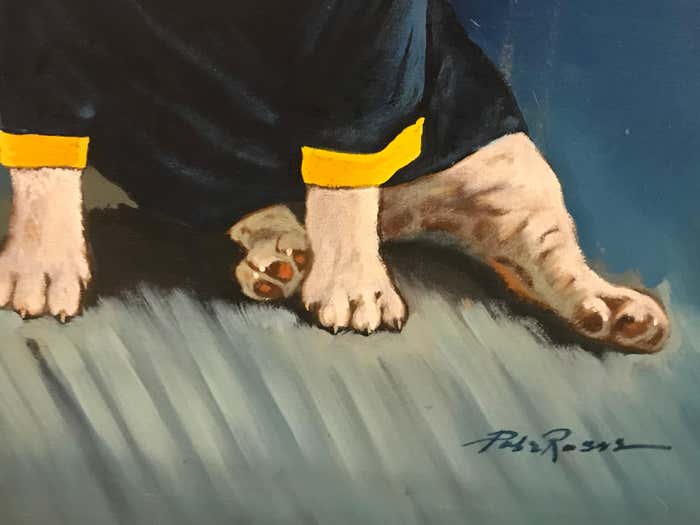 Portrait of a Dressed Up English Bulldog - Painting By Rosas