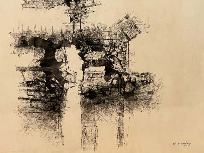 Enigmatic Monochrome Black and White Ink Drawing