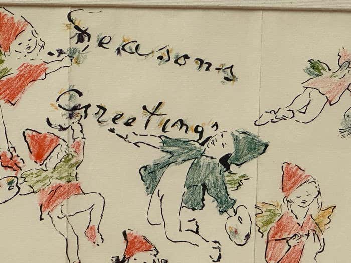 Seasons Greetings #2- Drawing by French Painter Marcel Vertes
