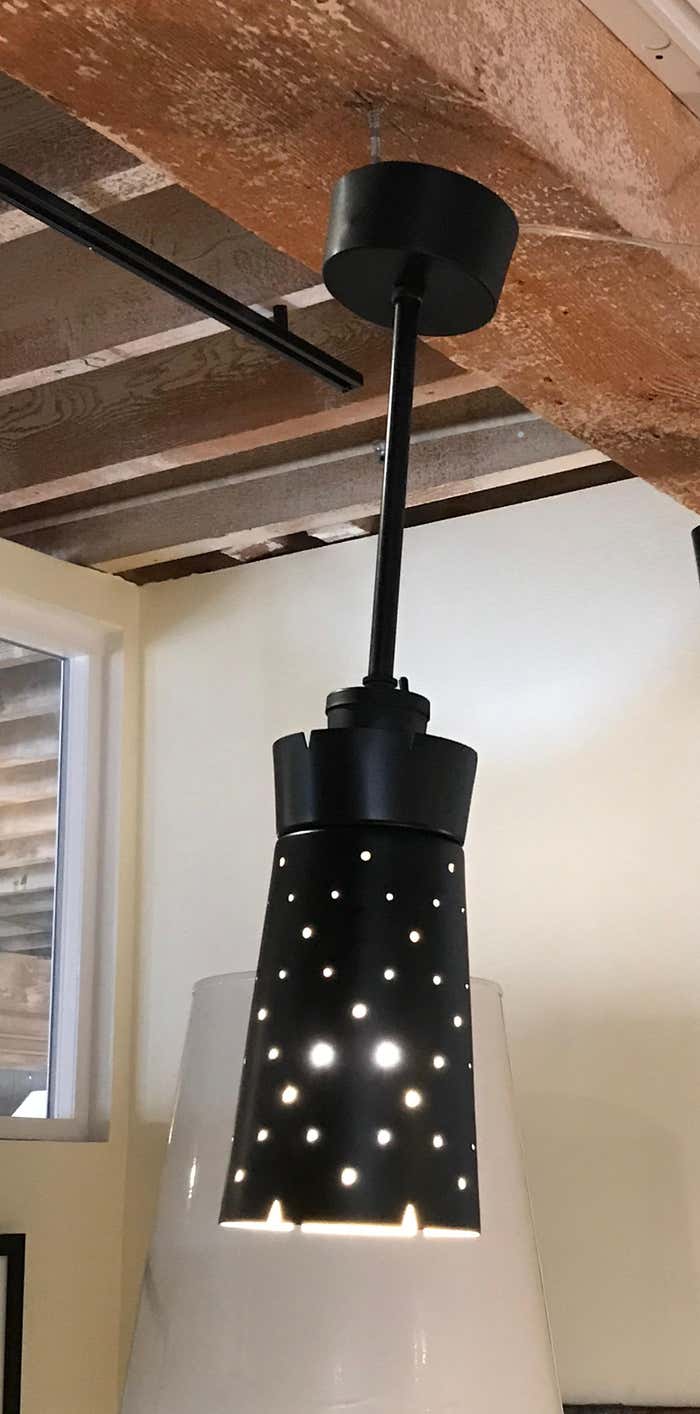 1950s Black Lacquer Steel Pendant Light
