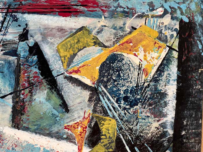 Abstract Expressionist Oil Painting on Board by Mabel Hutchinson