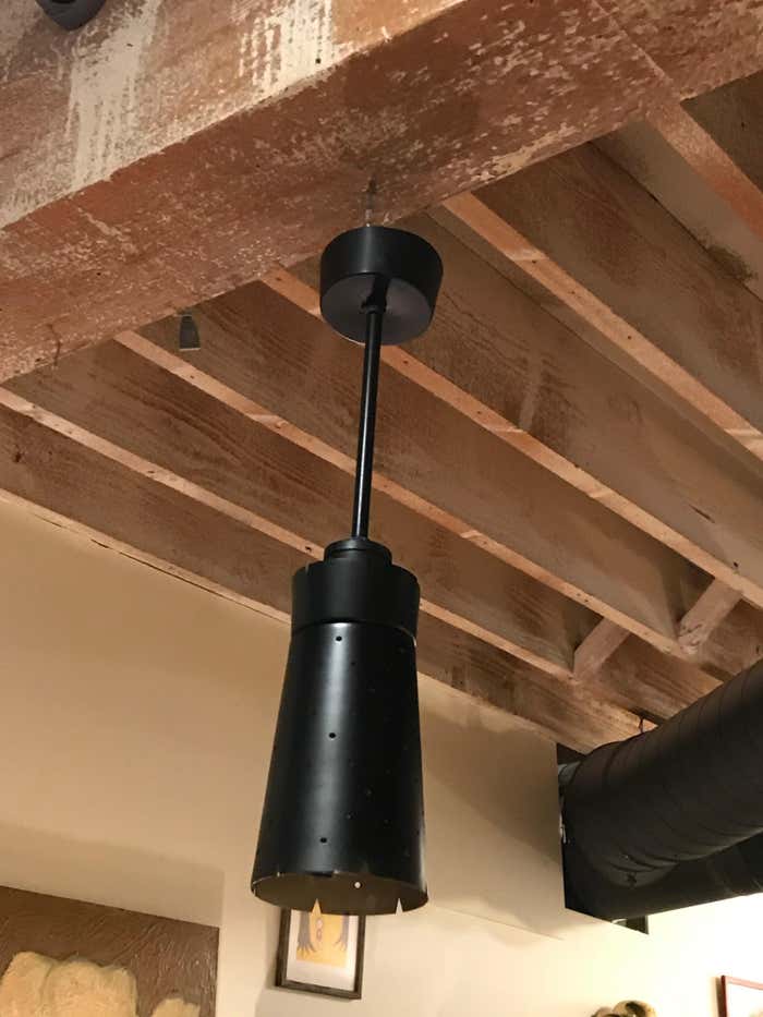 1950s Black Lacquer Steel Pendant Light