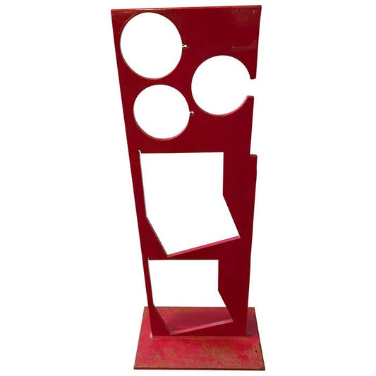 Hard Edge See-Thru Red Steel Sculpture