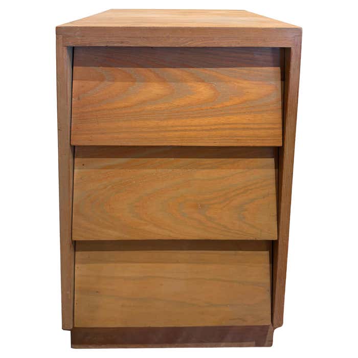 Minimalist Cerused Oak Nightstand by Russel Wright