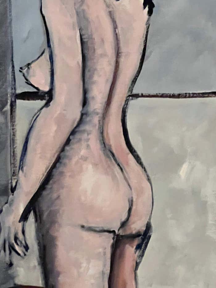 Walking Nude At the Window Oil Painting on Canvas by John Kaucher