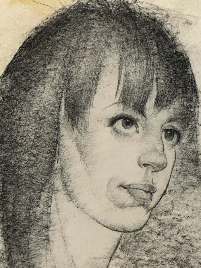 Black and White Charcoal Portrait of a Woman by Max Turner
