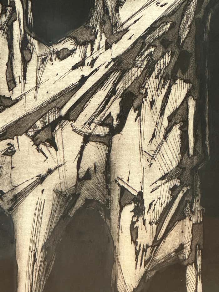 Abstract Black and White Lithograph by Albert Wein