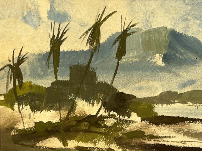 Pair of Waikiki Bay Landscape Oil Paintings