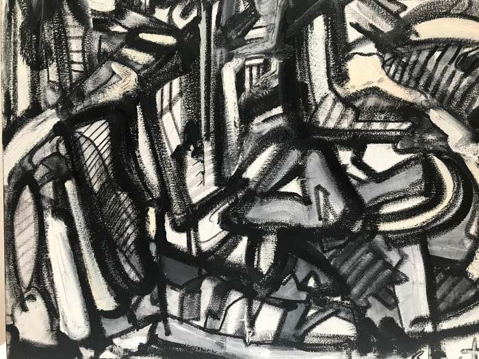Black and White Acrylic Abstract by Shant Beudjekian