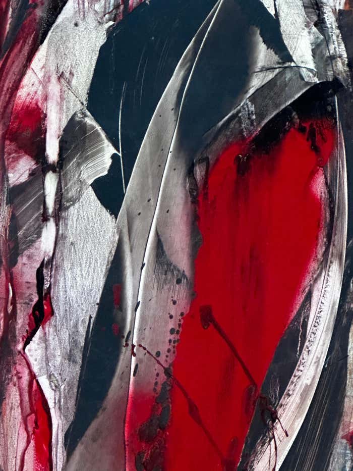 "Passion" Red, Black and White Oil Painting by Vahan Yervandyan