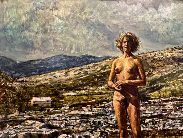 Nude Free Woman in a Rocky Mountain Landscape