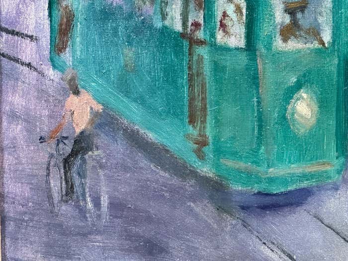 Tram in the Streets of San Francisco Oil Painting on Canvas