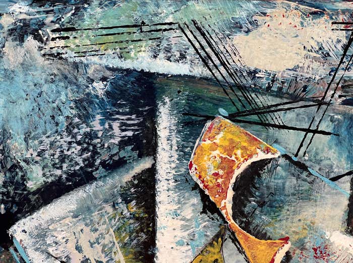 Abstract Expressionist Oil Painting on Board by Mabel Hutchinson