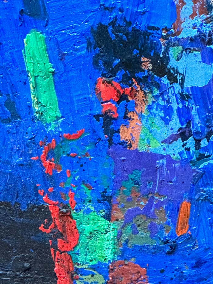 Blue Abstract Oil Painting by Vahan Yervandyan