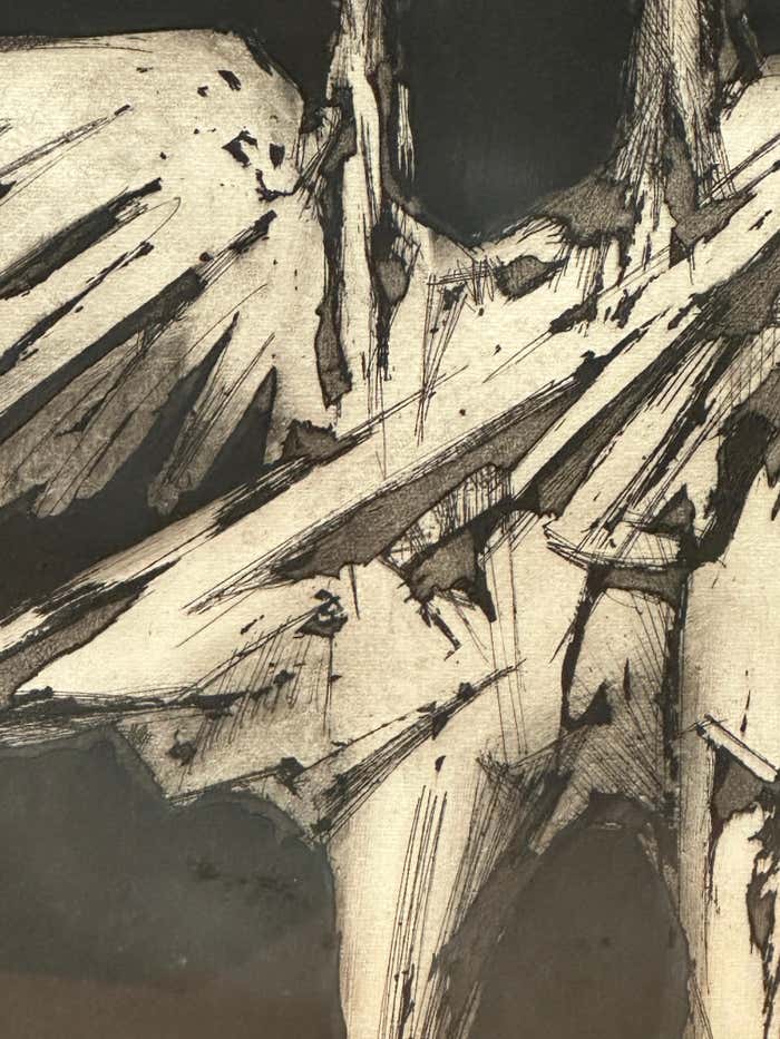 Abstract Black and White Lithograph by Albert Wein
