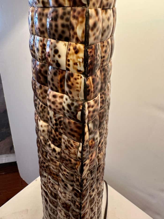 Pair of Mosaic Palecek Leopard Shell Table Lamps